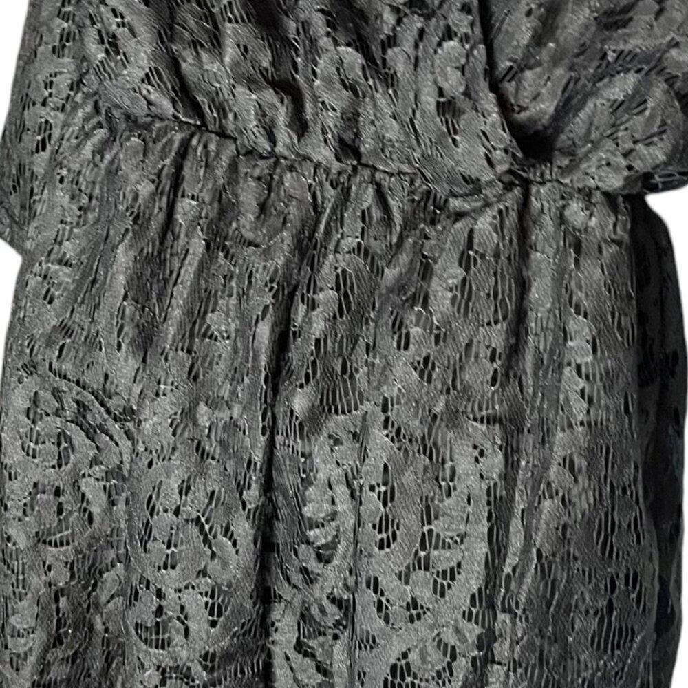 5/$25 Everly‎ Women's L Long Sleeve Black Lace Crossover Romper Office Victorain - Picture 3 of 4